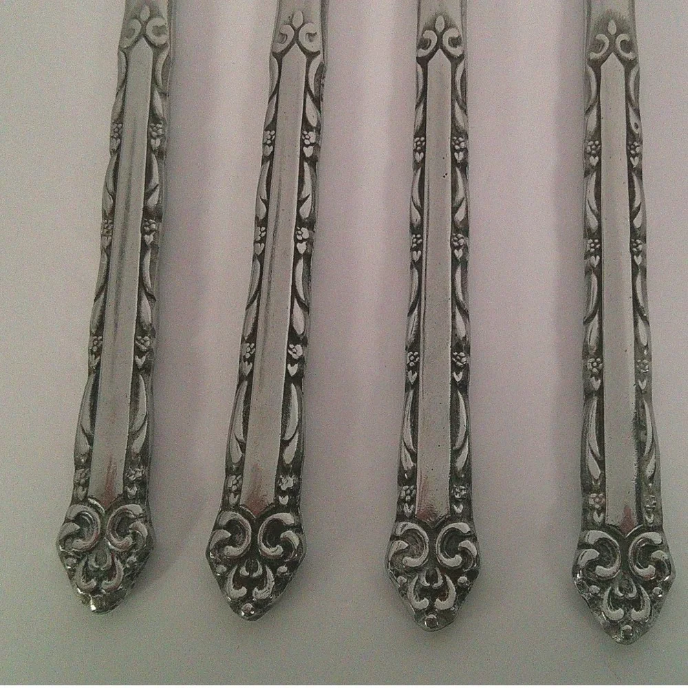 Ekco Eterna‎ Stainless Steel Butter Knives Set of 4 Japan Vintage Floral Pattern